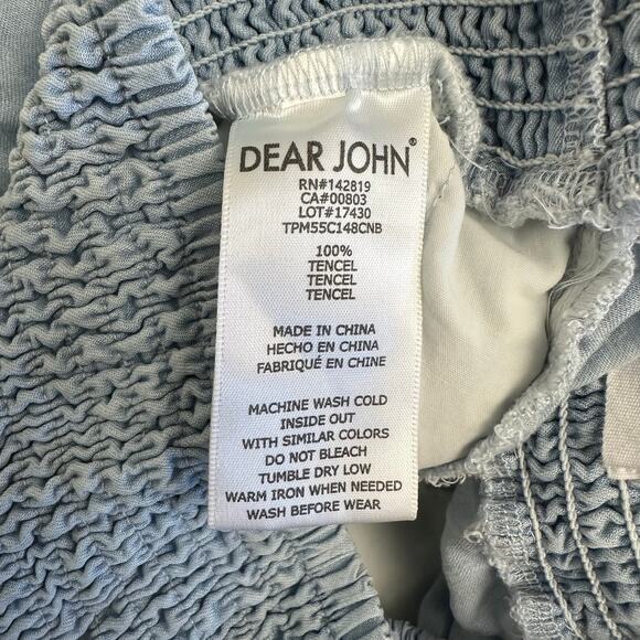 Dear John XS Wide Leg Pants Light Blue Smocked Waist Flowy Summer Trousers - Picture 10 of 10